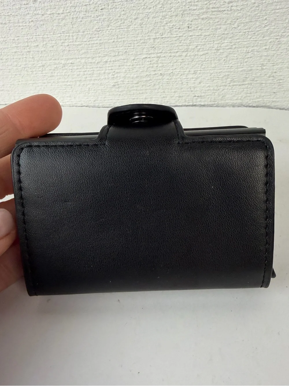 Black Leather Double Pop-up Credit Card Wallet